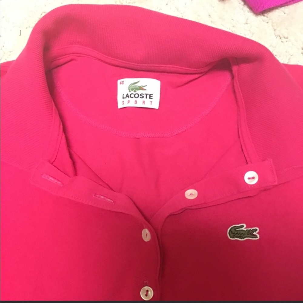 Lacoste bright pink button up shirt